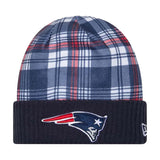 New England Patriots Navy Plaid Statement Beanie Cuffed Knit Hat - New Era - 237012201