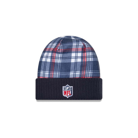 New England Patriots Navy Plaid Statement Beanie Cuffed Knit Hat - New Era - 