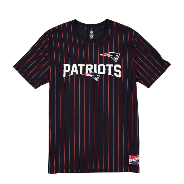 New England Patriots Navy & Red Pinstripe New Era Throwback T-Shirt - New Era - 