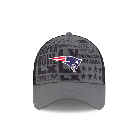 New England Patriots Super Bowl LX Charcoal 9FORTY A - Frame Trucker Hat - New Era - 36030212202