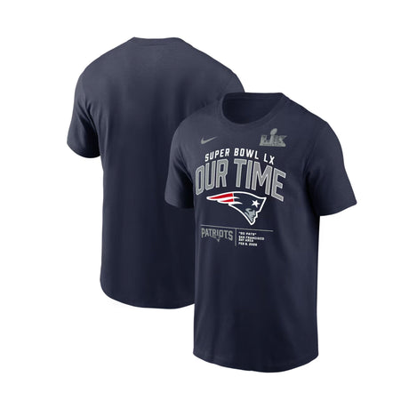 New England Patriots Superbowl LX Our Time Navy Nike® T-Shirt - Nike - 36030312209
