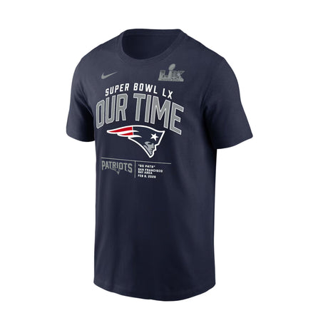 New England Patriots Superbowl LX Our Time Navy Nike® T-Shirt - Nike - 36030312209