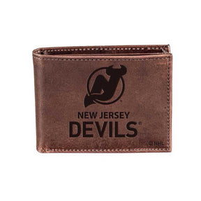 New Jersey Devils, Bi - Fold Wallet, Brown, CH, 100% Genuine Leather - EG Collective - 801946341840
