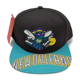 New Orleans Hornets Black/Teal Snapback - Mitchell & Ness - 
