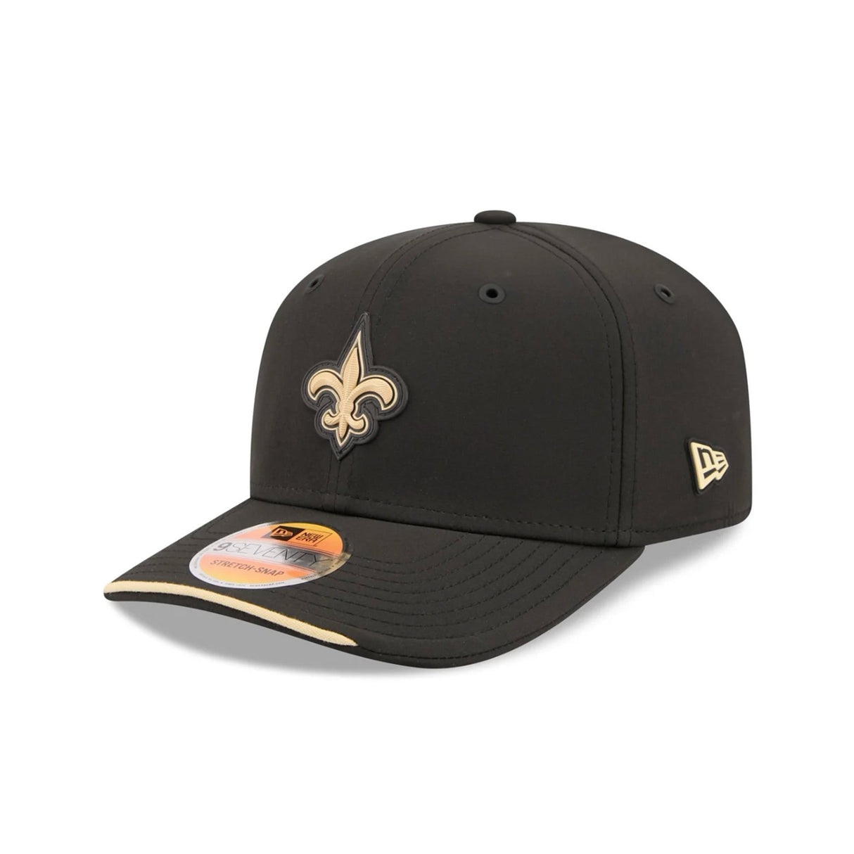New Orleans Saints 2026 NFL Sideline Collection Black 9SEVENTY Stretch-Snap Hat - New Era - 23850512701