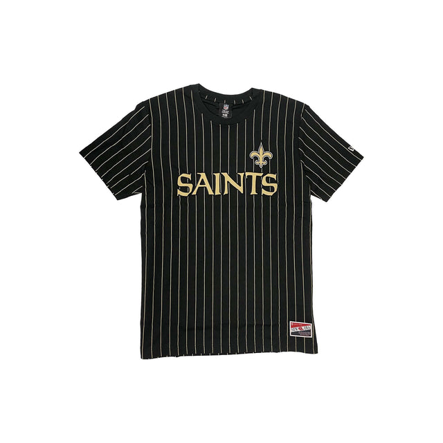 New Orleans Saints Black & Gold Pinstripe New Era Throwback T-Shirt - New Era - 