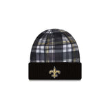 New Orleans Saints Black Plaid Statement Beanie Cuffed Knit Hat - New Era - 