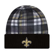 New Orleans Saints Black Plaid Statement Beanie Cuffed Knit Hat - New Era - 237012701