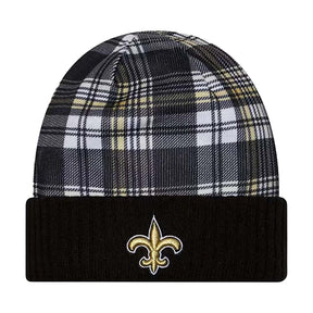 New Orleans Saints Black Plaid Statement Beanie Cuffed Knit Hat - New Era - 237012701