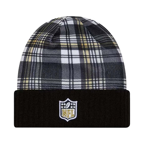 New Orleans Saints Black Plaid Statement Beanie Cuffed Knit Hat - New Era - 237012701
