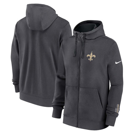 New Orleans Saints Nike Anthracite Primetime Club Full - Zip Hoodie - Nike - 