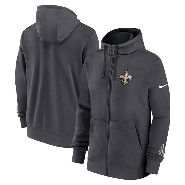 New Orleans Saints Nike Anthracite Primetime Club Full - Zip Hoodie - Nike - 