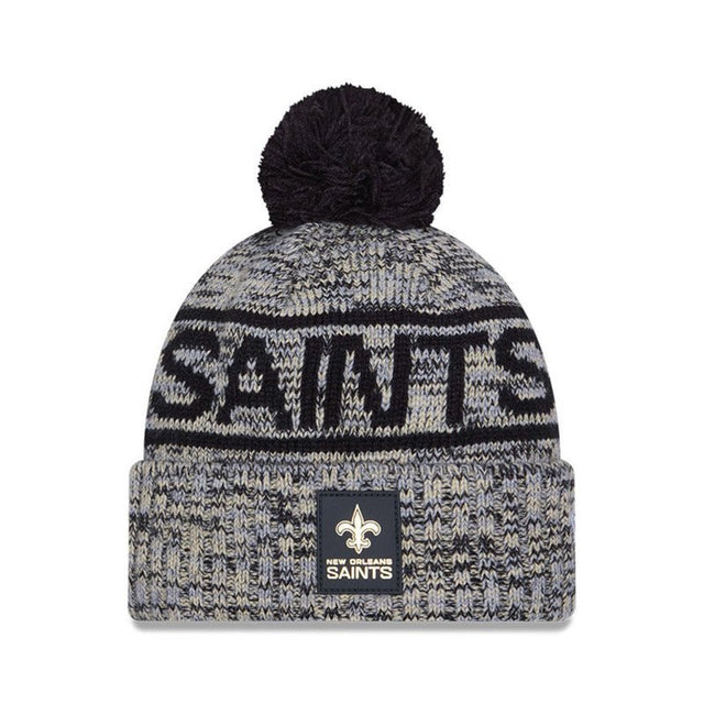 New Orleans Saints Script Pom Cuffed Knit Beanie - New Era - 