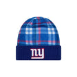 New York Giants 2024 Sideline Statement Plaid Cuffed Knit Beanie - New Era - 
