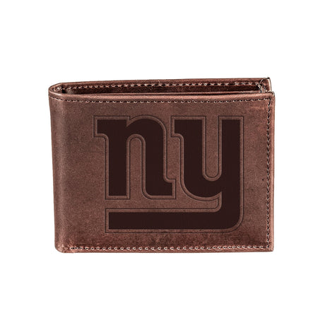New York Giants, Bi-Fold Wallet, Brown, CH, 100% Genuine Leather - EG Collective - 808412080081