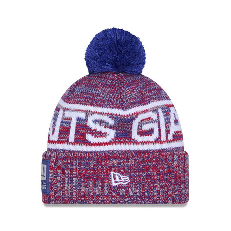 New York Giants Script Pom Cuffed Knit Beanie - New Era - 