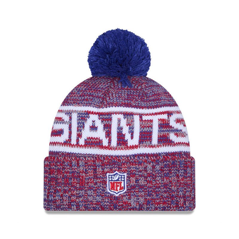 New York Giants Script Pom Cuffed Knit Beanie - New Era - 