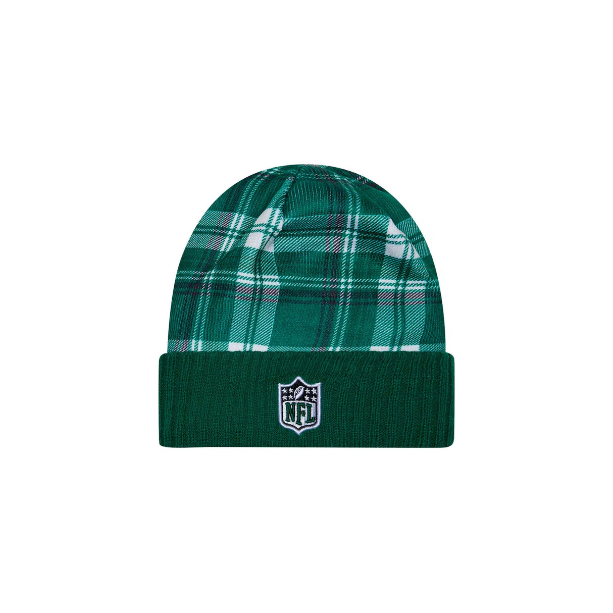 New York Jets Green Plaid Statement Beanie Cuffed Knit Hat - New Era - 