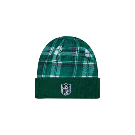 New York Jets Green Plaid Statement Beanie Cuffed Knit Hat - New Era - 