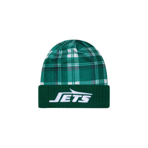 New York Jets Green Plaid Statement Beanie Cuffed Knit Hat - New Era - 