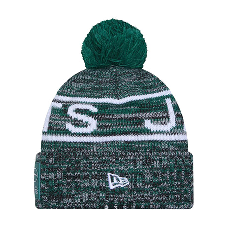 New York Jets Script Green Pom Cuffed Knit Beanie - New Era - 238302118