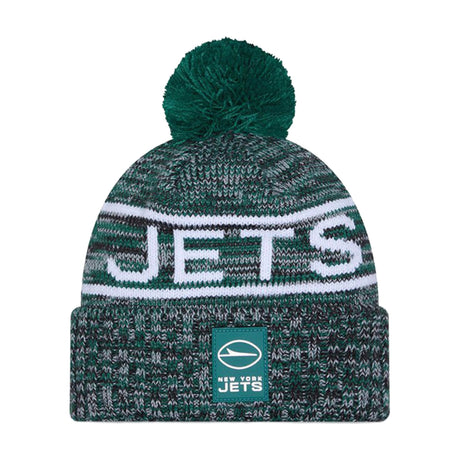 New York Jets Script Green Pom Cuffed Knit Beanie - New Era - 238302118