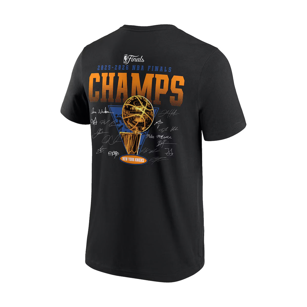 New York Knicks 2026 NBA Finals Champions Signature Roster Black T-Shirt