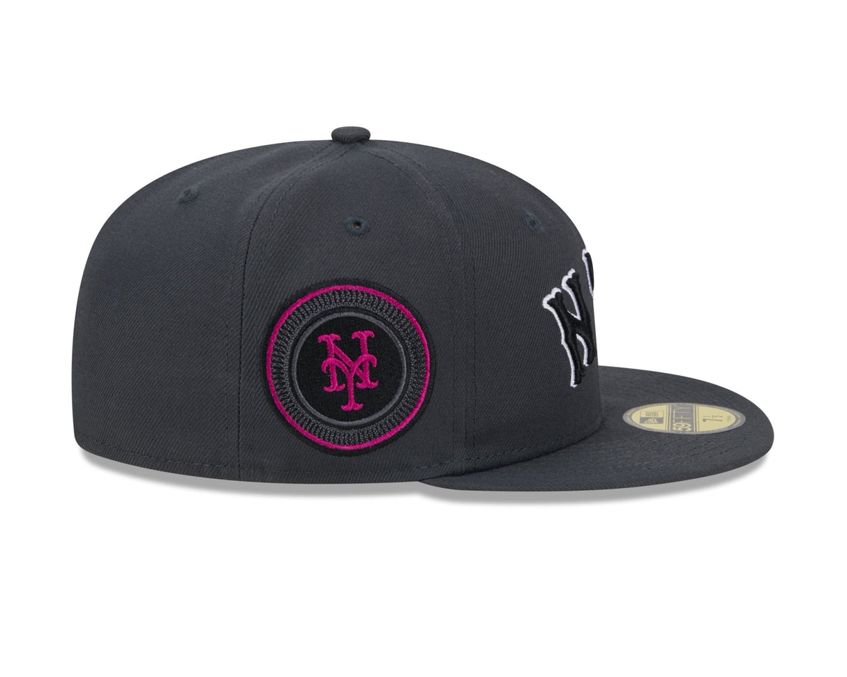 New York Mets Charcoal Pink NYC Patch 59FIFTY Fitted - New Era - 