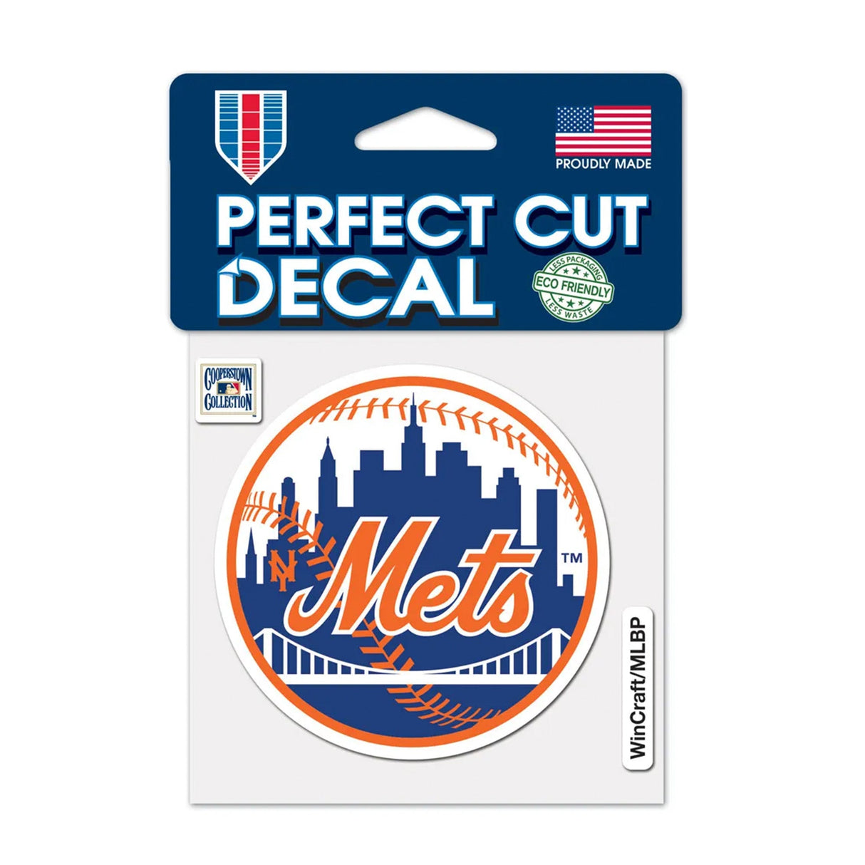 New York Mets Cooperstown Collection Skyline Logo 4x4 Perfect Cut Decal - Wincraft - 3210417