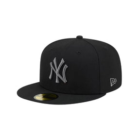 New York Yankees Basic Black & Graphite Logo 59FIFTY Fitted Hat - New Era - 23863543001