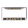 Front view of an NFL license plate frame showcasing Philadelphia Eagles graphics and chrome finish on a white background