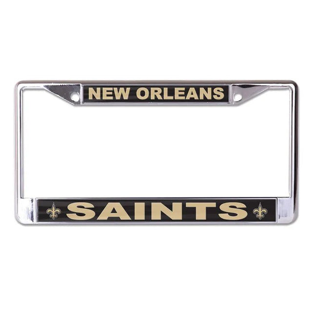 Front view of an NFL license plate frame showcasing Philadelphia Eagles graphics and chrome finish on a white background