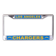 Front view of Miami Dolphins license plate frame showcasing chrome finish and team graphics with white background