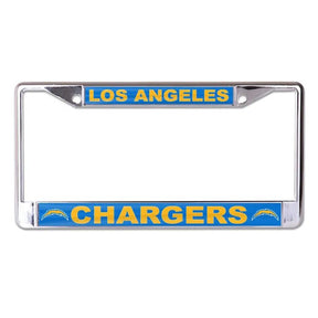 Front view of Miami Dolphins license plate frame showcasing chrome finish and team graphics with white background