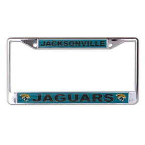 Front view of Las Vegas Raiders NFL license plate frame showcasing Las Vegas and Raiders graphics with a white background