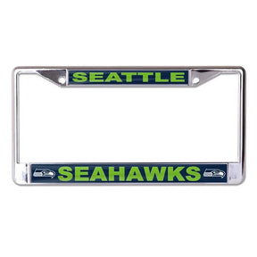 Front view of Washington Commanders NFL license plate frame showcasing silver edging and team graphics with white background