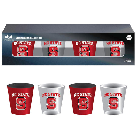 North Carolina State University 4 - Piece Ceramic and Glass 2oz. Shot Glass Set - EG Collective - 801946180425