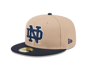Notre Dame Fighting Irish Camel & Navy 59FIFTY Fitted Hat - New Era - 