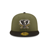 Oakland Athletics 50th Anniversary Patch Olive & Black "Field Issue" 59FIFTY Fitted Hat - New Era - 