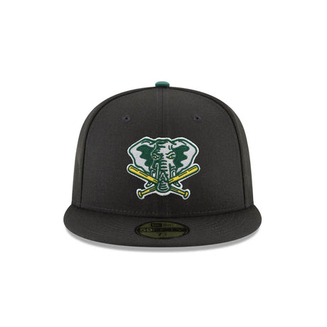 Oakland Athletics Cooperstown Elephant Logo Black 59FIFTY Fitted Hat - New Era - 23863140101