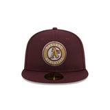 Oakland Athletics Metallic Gold Logo Maroon 59FIFTY Fitted Hat - New Era - 23863840101