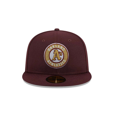 Oakland Athletics Metallic Gold Logo Maroon 59FIFTY Fitted Hat - New Era - 23863840101