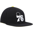 Philadelphia 76ers Black Lightning Hook Snapback Hat - Mitchell & Ness - 
