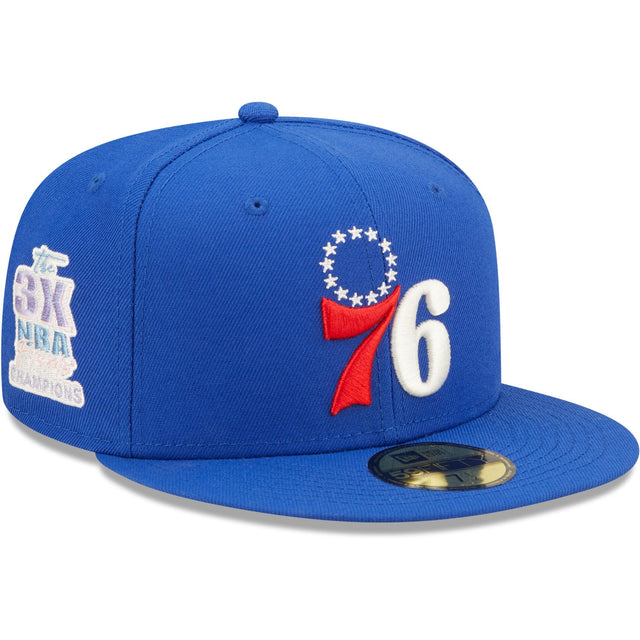 Philadelphia 76ers Royal 3X NBA Finals Champions Pop Sweat 59FIFTY Fitted Hat - New Era - 