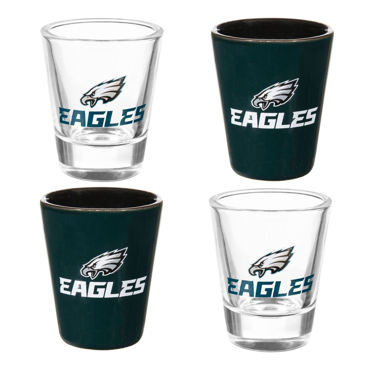 Philadelphia Eagles 4-Piece Ceramic and Glass 2oz. Shot Glass Set - EG Collective - 801946180197