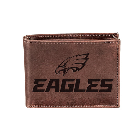 Philadelphia Eagles, Bi-Fold Wallet, Brown, CH, 100% Genuine Leather - EG Collective - 808412080111