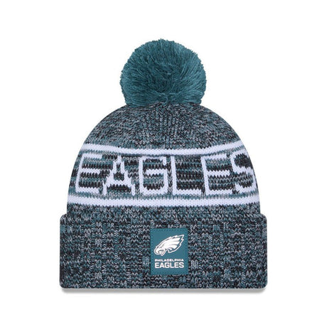 Philadelphia Eagles Script Pom Cuffed Knit Beanie - New Era - 