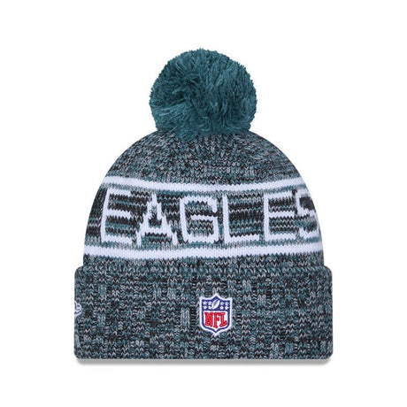 Philadelphia Eagles Script Pom Cuffed Knit Beanie - New Era - 