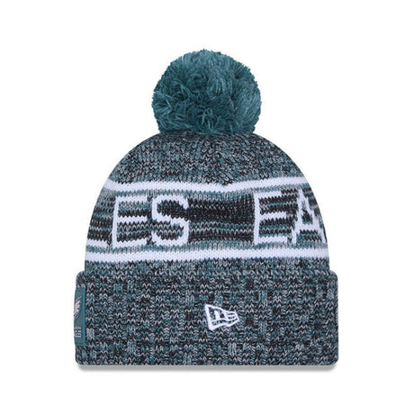 Philadelphia Eagles Script Pom Cuffed Knit Beanie - New Era - 