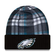 Philadelphia Eagles Statement Black & Green Plaid Cuffed Knit Beanie - New Era - 237011403